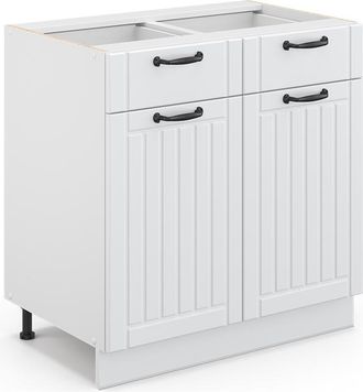Vicco Mueble Bajo De Cocina Fame-line, Blanco Casa De Campo, 80 Cm Sin Encimera Vicco