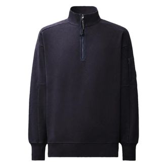 C.P. Company C.p. Company - Diagonal Raised Fleece Lens Half Zip Sweatshirt - Heren - Sweatshirts & Hoodies - Blauw - Maat: M Fleece