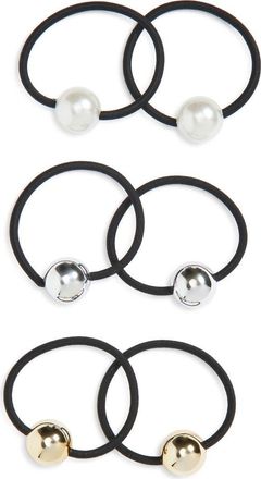 Tasha 6-Pack Ball Ponytail Holders in Gold Silver at Nordstrom