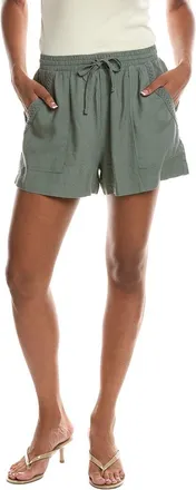 Splendid Crochet Detail Linen-Blend Short