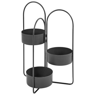 Beliani Beliani - Macetero Para Interior Y Exterior Soporte Para Maceta Metal Redonda 56 X 26 X 75 Cm Metal Negro Colutena