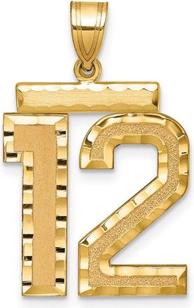 Diamond2Deal 14k Yellow Gold Large Brushed Diamond-cut Number Charm Pendant