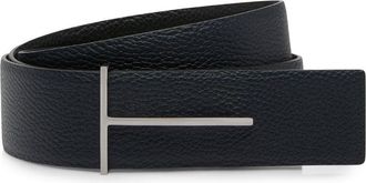 Tom Ford 38MM SLIM T REVERSIBLE LEATHER BELT Size: 105, colour: SILVER