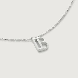 Monica Vinader Sterling Silver Initial B Chain Necklace