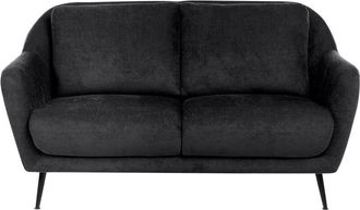 Beliani Sof&aacute; 2 Plazas Tapizado De Chenilla Patas De Hierro Negras Con Reposabrazos Asiento Grueso Estilo Moderno Sala De Estar Negro Eiby