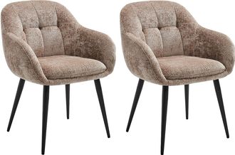 Vente-Unique Juego de 2 sillas con reposabrazos en tejido texturizado y metal negro - Topo - LASSANDRA de Pascal Morabito