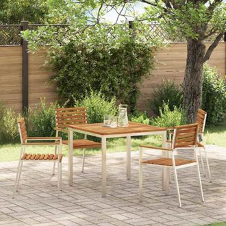 vidaXL Silla De Jard&iacute;n 4 Pcs Marr&oacute;n Madera Maciza De Acacia Vidaxl