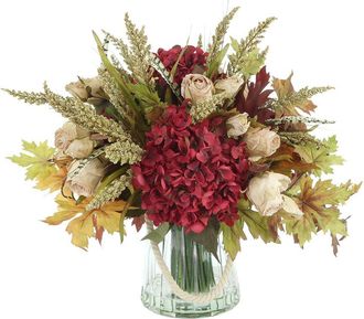 Creative Displays Inc. Handmade Fall Hydrangea & Kalanchoe Arrangement In Glass Vase