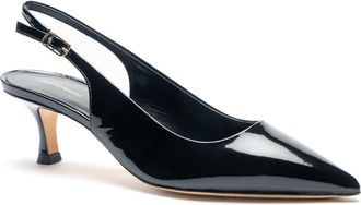 Bruno Magli Palerma Pointed Toe Kitten Heel Slingback Pump in Black Patent at Nordstrom, Size 10.5