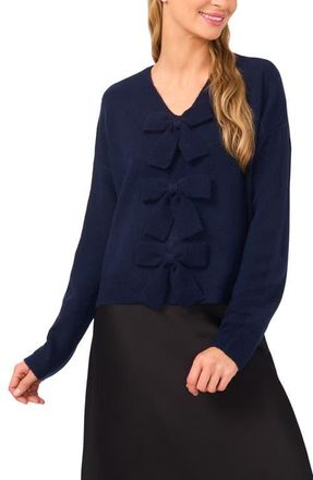 CeCe by Cynthia Steffe Bow Front Sweter in Classic Navy at Nordstrom, Size X-Large