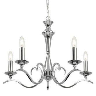 Loops Hanging Flush Ceiling Pendant 5 Light CHROME Chandelier Classic Lamp Bulb Holder