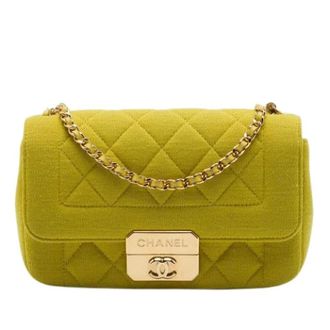 Chanel Pre-owned Vintage Jersey Leather Crossbody Bag - Dames - Pre-owned - Geel - Maat: ONE Size Jersey