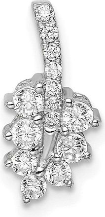 Diamond2Deal 14K White Gold Lab Grown Diamond Small Leaf Chain Slide Pendant (0.25ct, VS, G-H)