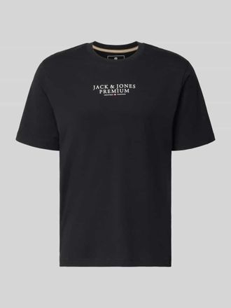 Jack & Jones T-Shirt mit Label-Print und Rundhalsausschnitt in Black, Gr&ouml;&szlig;e XXL