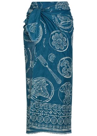 Alemais Alemais Lucky Printed Cotton Pareo - Blue - One Size