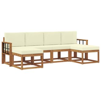 vidaXL Conjunto De Sof&aacute;s De Exterior Con Coj&iacute;n 6 Pcs Natural Y Crema Vidaxl