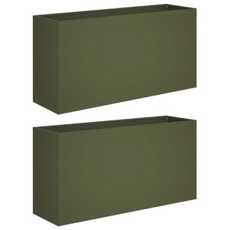 vidaXL Macetero De Jard&iacute;n 2 Uds. Verde Oliva 100 X 30 X 40 Cm Vidaxl