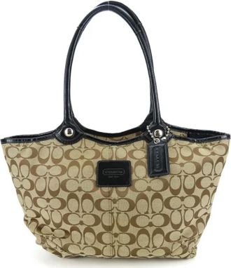 Coach Pre-owned Canvas shoulder-bags - Dames - Vintage Shopper - Beige - ONE Size - Leer - Vintage