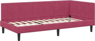 vidaXL Corner Bed Frame with Headboard Wine Red 90 cm x 200 cm Fabric vidaXL