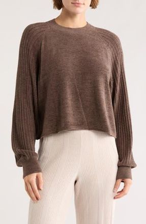 Barefoot Dreams CozyChic Ultra Lite Mock Neck Crop Sweatshirt in Java at Nordstrom Rack, Size X-Large