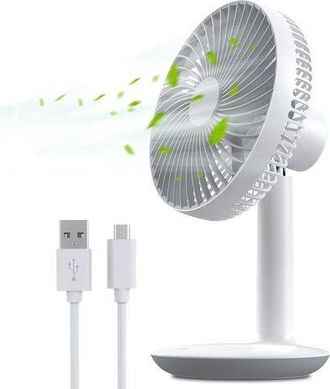 OEM Ventilador Recargable Por Usb Con Bater&iacute;a De 4000 Mah - 4 Velocidades, Peque&ntilde;o Ventilador De Mesa Silencioso De 16 Cm, Ajustable Hasta 50&deg;, Ventilador