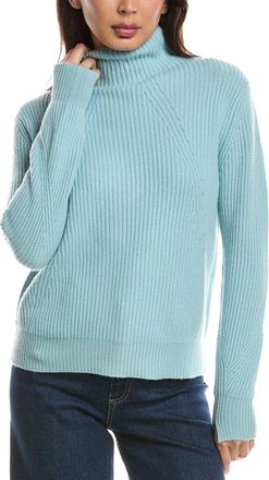 Fort&eacute; Cashmere Fashioned Rib Funnel Neck 100% Cashmere Sweater