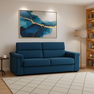 Dmora Sof&aacute; Fijo 2 Plazas Lapio, Desenfundable, Hidr&oacute;fugo, Made In Italy, Lavable, 185x95x100h Cm Azul