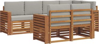 vidaXL Conjunto De Sof&aacute;s De Exterior 7 Uds. Natural Y Gris Claro Vidaxl