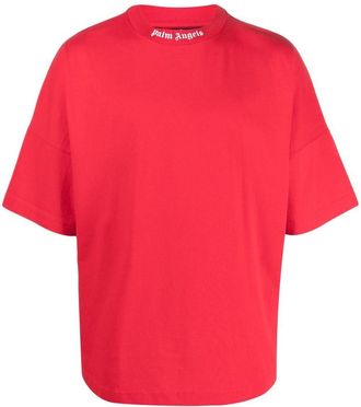 Palm Angels logo-print T-shirt - men - Organic Cotton - S - Red