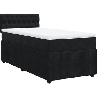 vidaXL Cama Box Spring Con Colch&oacute;n Terciopelo Negro 80x200 Cm Vidaxl