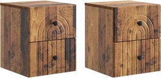vidaXL Mesita De Noche De Pared 2 Uds. Madera Envejecida Vidaxl