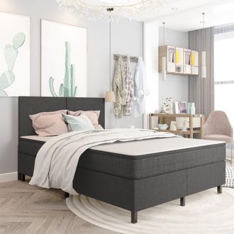 vidaXL Vidaxl - Estructura De Cama Box Spring Sin Colch&oacute;n Tela Gris 180x200 Cm