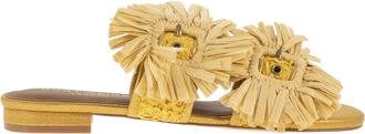 Kurt Geiger Flache Juwelen-Sandalen von Kurt Geiger aus Bast mit Blumenverzierungen