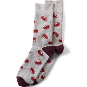 Lands End Novelty Crew Socks in Football/gray Heather at Nordstrom