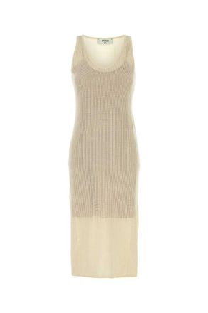 Fendi White Mesh Silk Dress