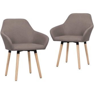 vidaXL Sillas De Comedor 2 Unidades Tela Gris Taup&eacute; Vidaxl