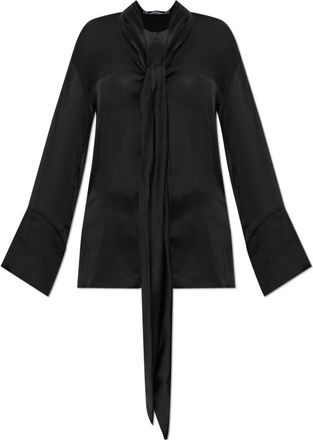 Balmain Zijden Blouse Met Decoratieve Sjaal - Dames - Overhemden - Zwart - M - Overhemden