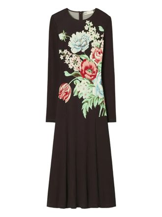 Tory Burch printed jersey midi dress - Brown