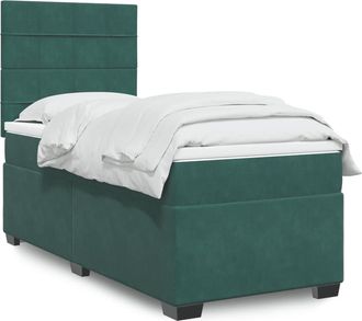vidaXL Vidaxl - Giroletto A Molle Con Materasso Verde Scuro 90x200 Cm Velluto