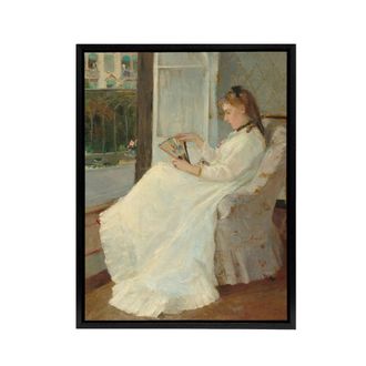 Artery8 Portrait of Sister at a Window Morisot Black Framed Canvas Art Print | Size: W24 x H32