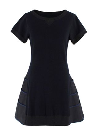sacai Dark Navy Grosgrain Trimmed A-line dress Size 38