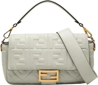 Fendi Pre-owned Shoulder Bags, female, White, Size: ONE SIZE Pre-owned Baguette Satchel