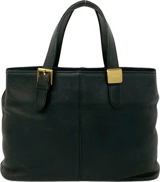Burberry Black Leather Handbag Tote Bag (Pre-Owned)