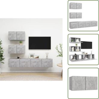 vidaXL The Living Store Set di Mobili Porta TV 4 pz Grigio Cemento in Legno Multistrato - Mobili TV