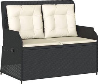 vidaXL Sill&oacute;n Reclinable De Jard&iacute;n Con Cojines Rat&aacute;n Sint&eacute;tico Negro Vidaxl