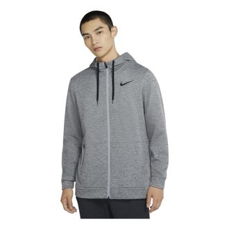 Nike Mens Nike Therma Casual Sports Cardigan Training Fleece Lined Hooded Jacket Gray CU6232-063