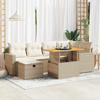 vidaXL Set Sof&aacute;s Jard&iacute;n Y Cojines 8 Pzas Rat&aacute;n Sint&eacute;tico Acacia Beige Vidaxl