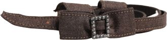 Ermanno Scervino Dark Brown Wool Bow Embellished Buckle Womens Belt