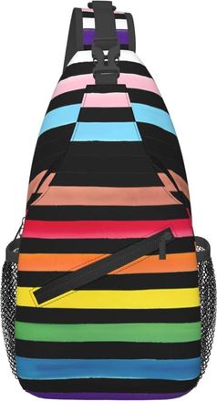 Generic Pride Rainbow Gay Progress Pride Stripes Crossbody Bag Anti Theft Shoulder Bag With Zipper Backpack For Men Shopping Traveling