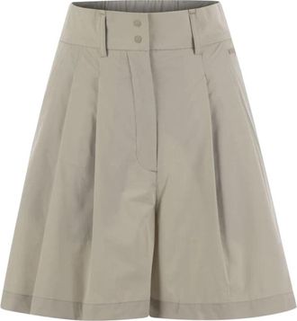Herno Wide-Leg Shorts met Elastische Tailleband - Dames - Korte Broeken - Beige - XS - Polyester - Korte Broeken